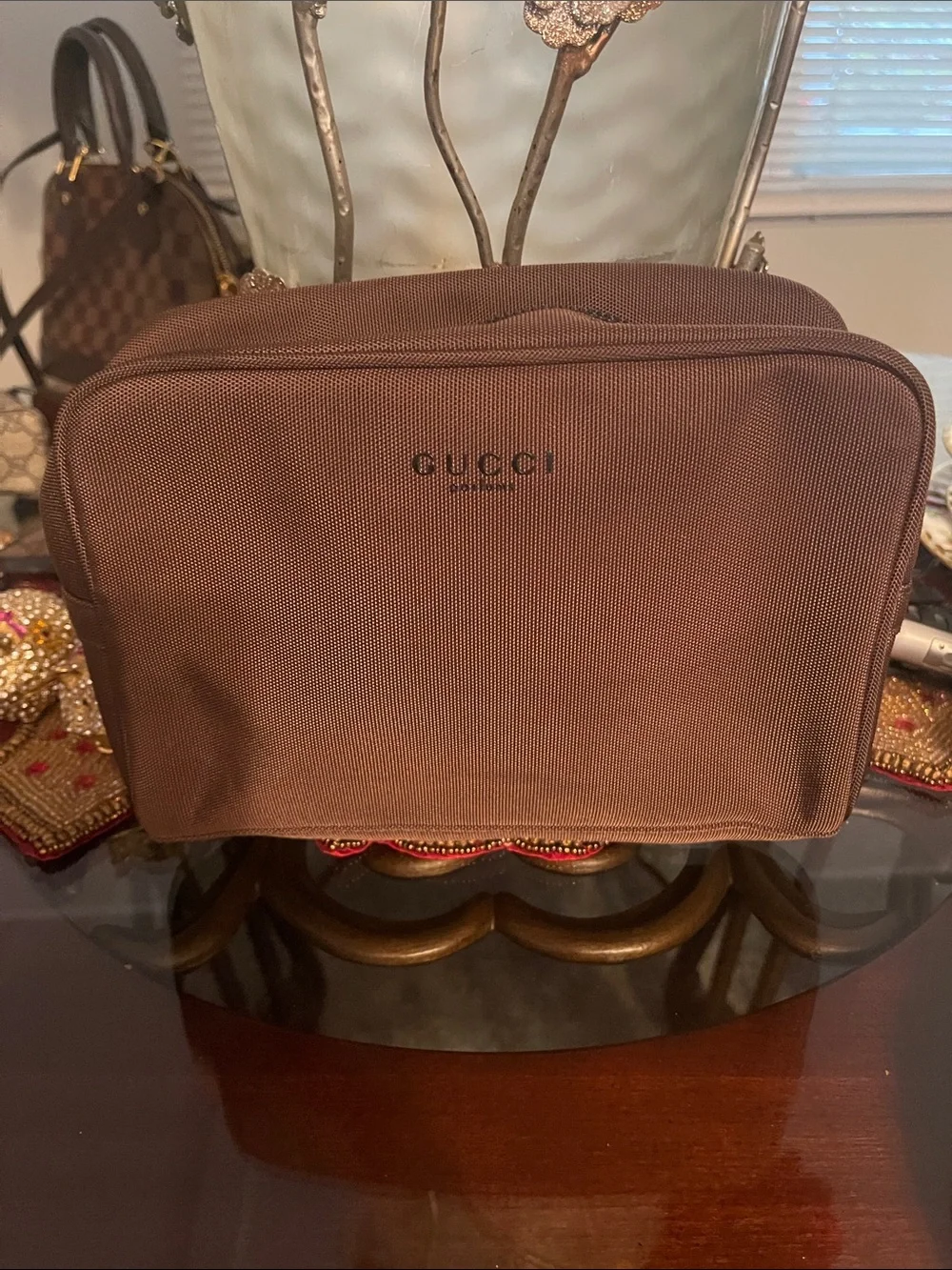 Gucci Brown Canvas Toiletry Organizer